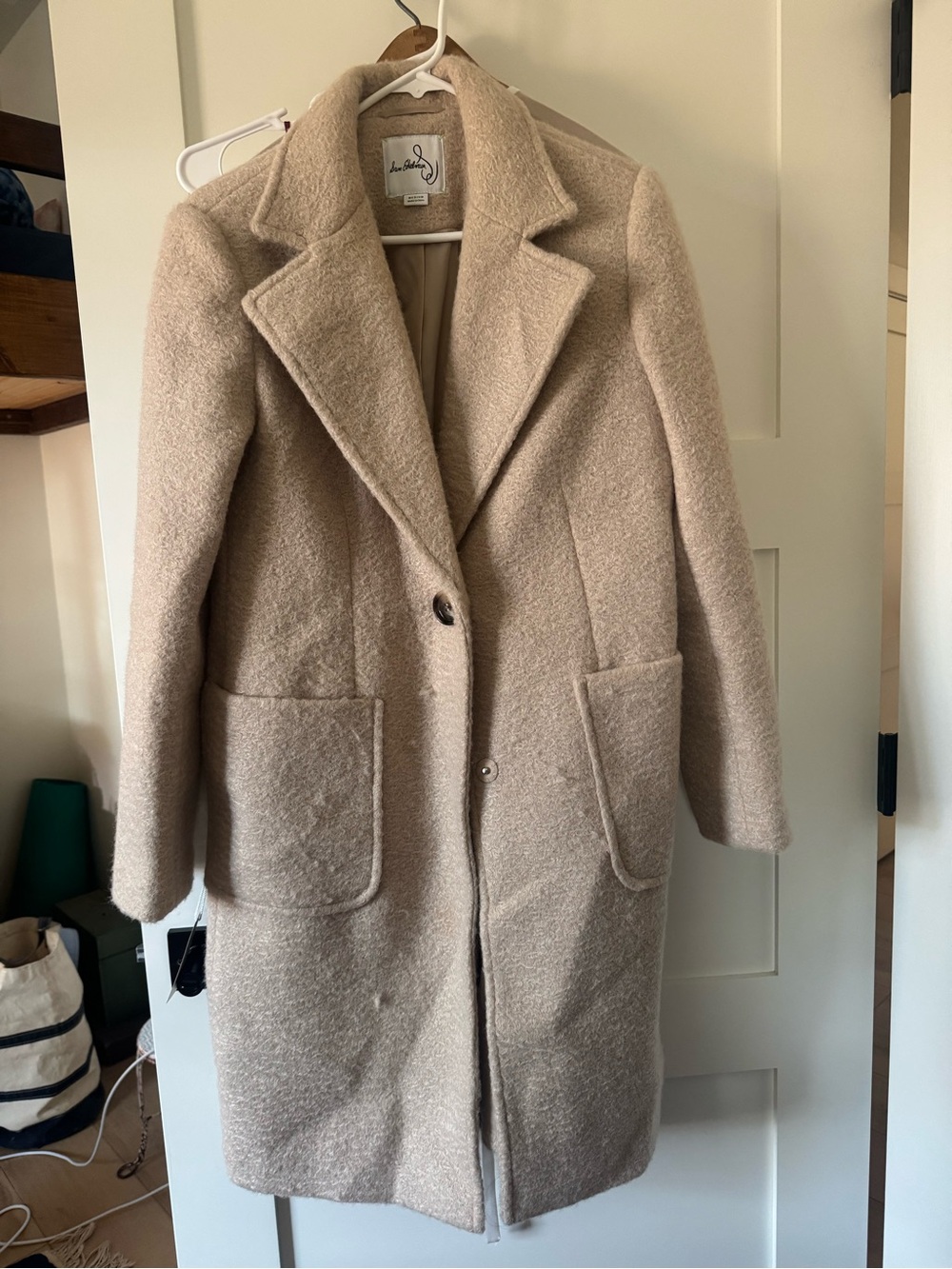 Sam Edelman Beige Trench-Style Wool Blend Coat Size Medium